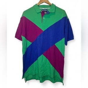 Vintage Pivot Sportware Short Sleeve Colorblock Golf Sport Cotton Polo Men Large